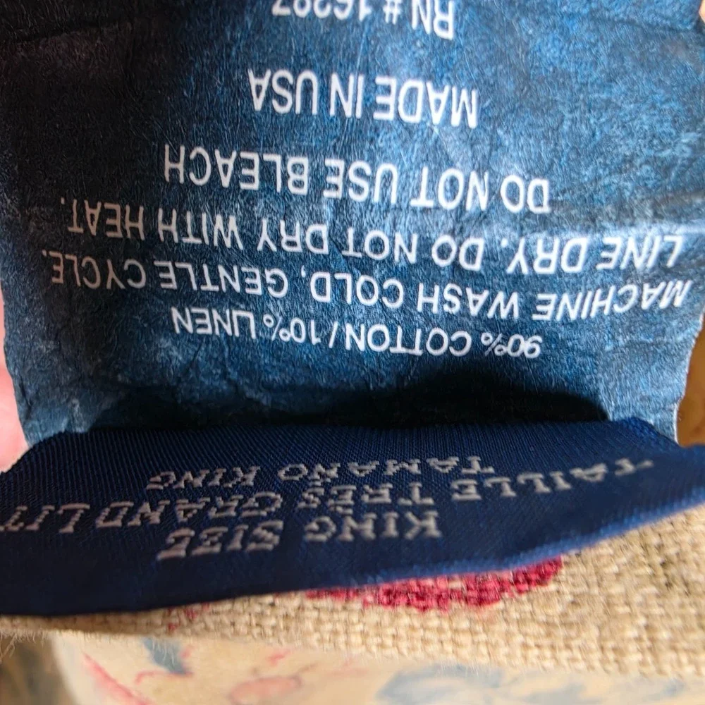 (2) Ralph Lauren Provence Pillow Sham Floral Ruffled KING Cotton/Linen Blend VTG